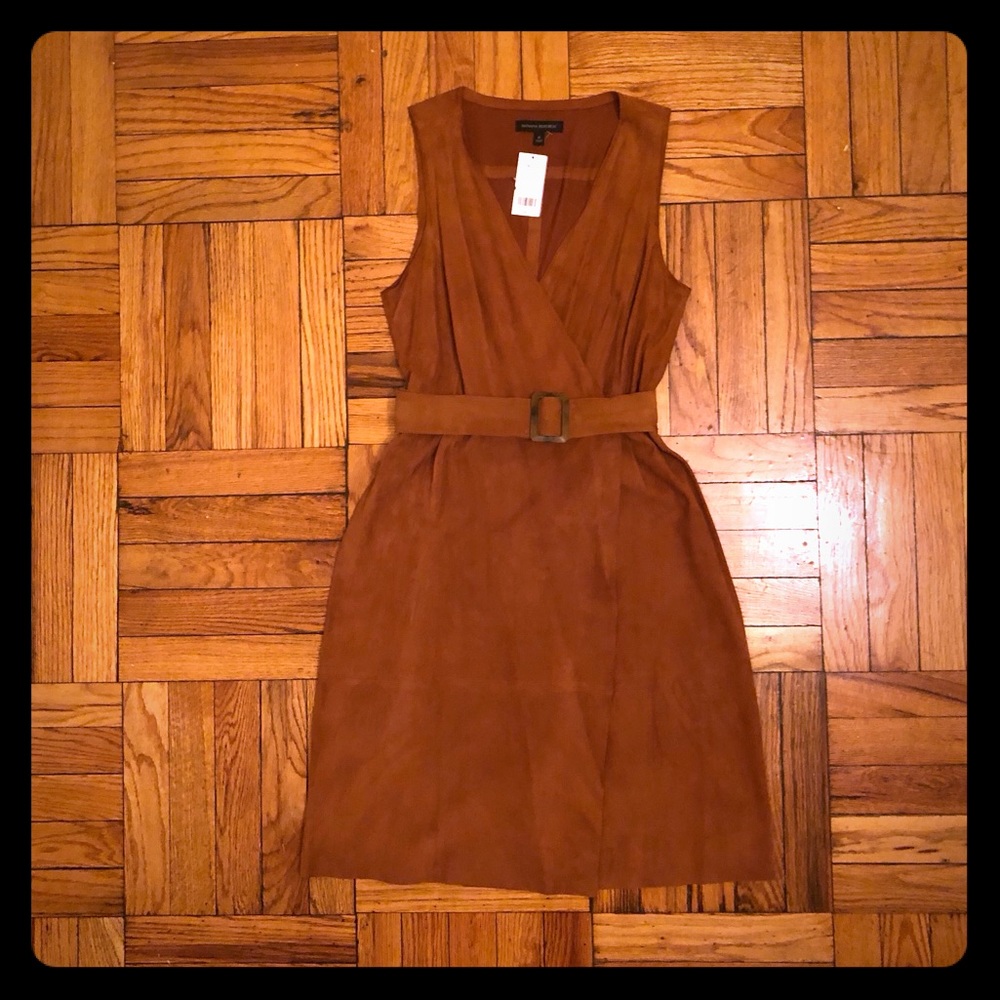BANANA REPUBLIC Camel Goat Suede Cocktail Dress